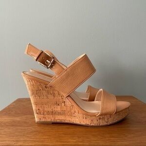 Nine West cork-wrapped platform and adjustable ankle strap